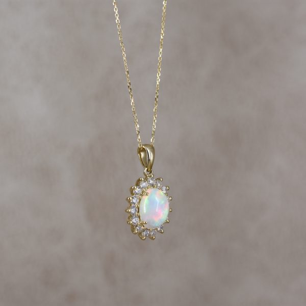 Rainbow Opal & Diamond Necklace