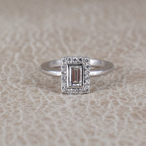 Emerald Cut Diamond Halo Ring