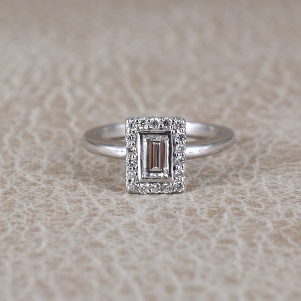 Emerald Cut Diamond Halo Ring