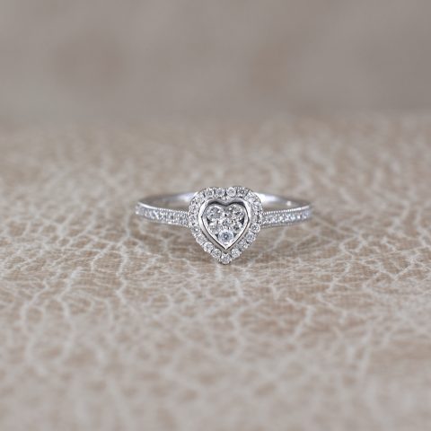 Heart Diamond Halo Ring