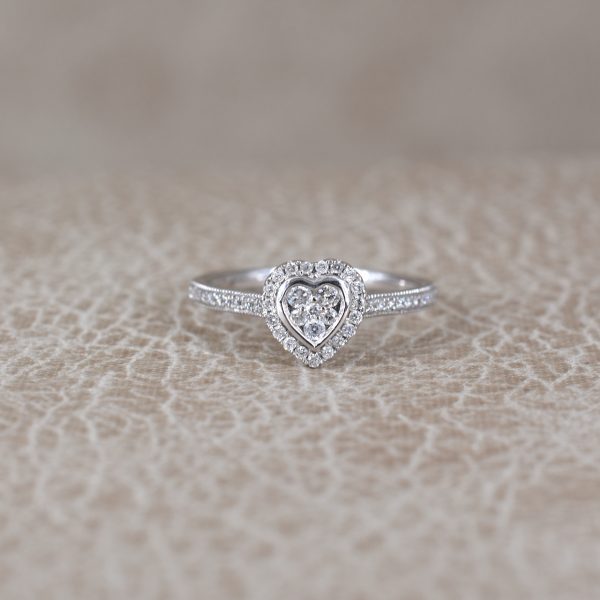 Heart Diamond Halo Ring