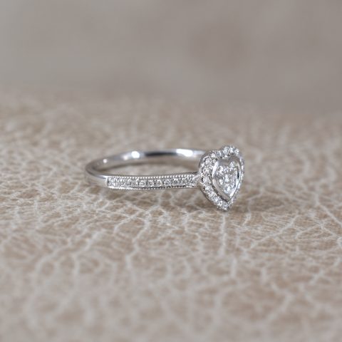 Heart Diamond Halo Ring