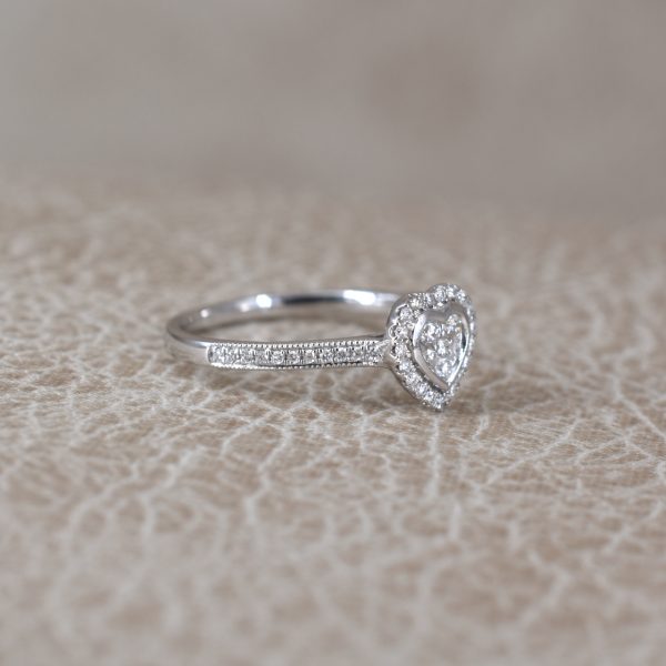 Heart Diamond Halo Ring
