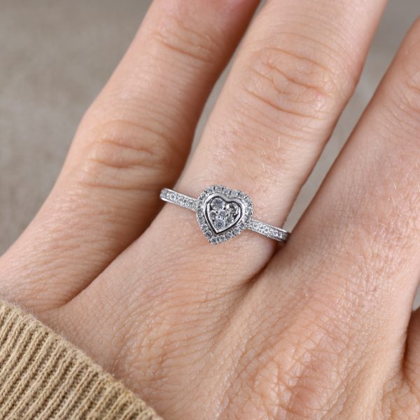 Heart Diamond Halo Ring