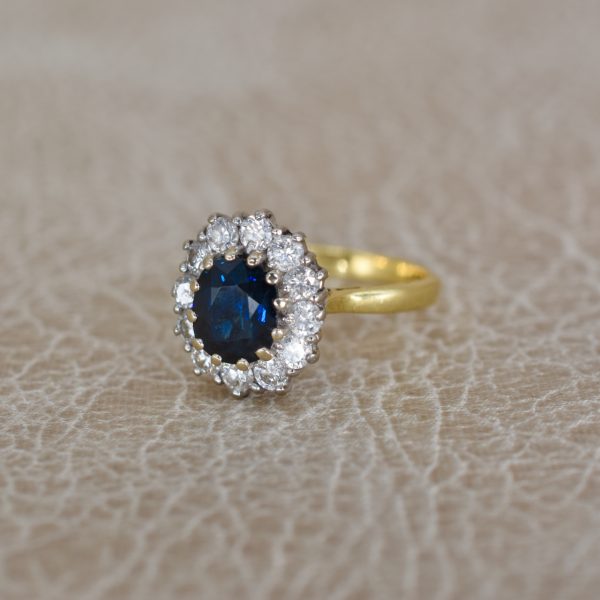 Vintage Sapphire & Diamond Cluster Ring