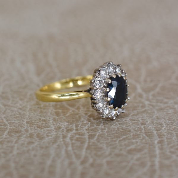 Vintage Sapphire & Diamond Cluster Ring