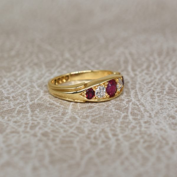 Antique Ruby & Diamond Five Stone Ring