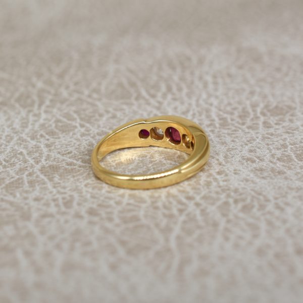 Antique Ruby & Diamond Five Stone Ring