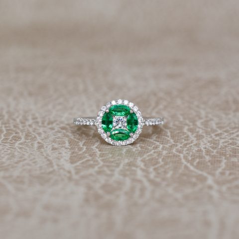 Emerald & Diamond Cluster Ring