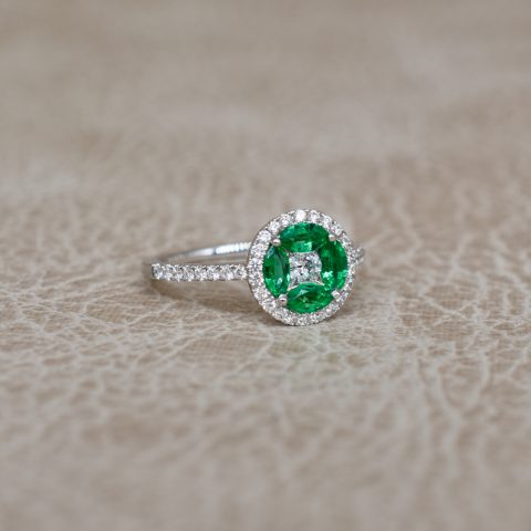 Emerald & Diamond Cluster Ring