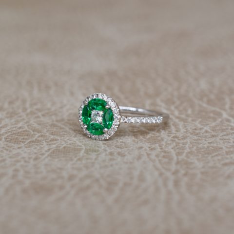 Emerald & Diamond Cluster Ring