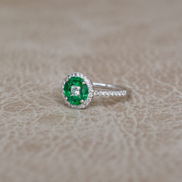 Emerald & Diamond Cluster Ring