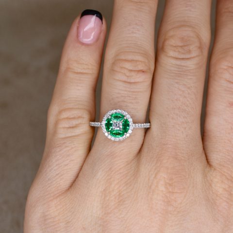 Emerald & Diamond Cluster Ring