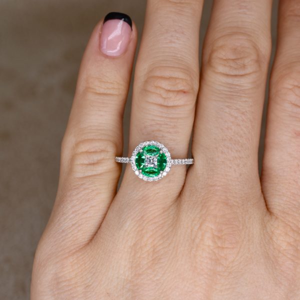 Emerald & Diamond Cluster Ring