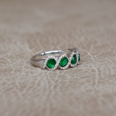 Emerald & Diamond Wave Ring