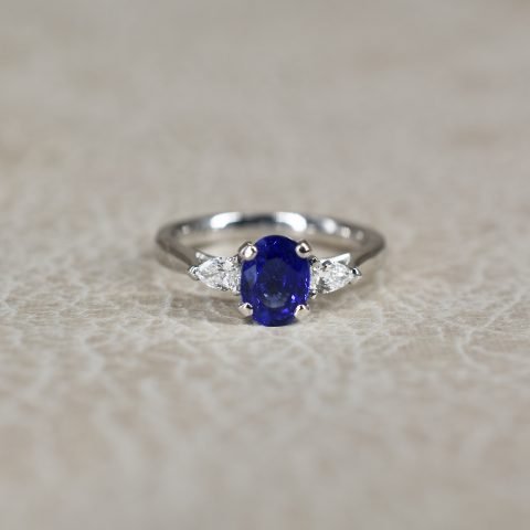 Sapphire & Pear Cut Diamond Trilogy