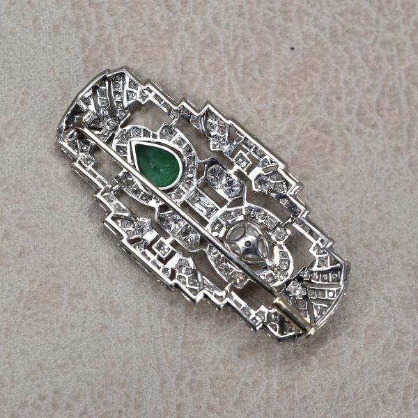 Art Deco Emerald, Pearl & Diamond Brooch