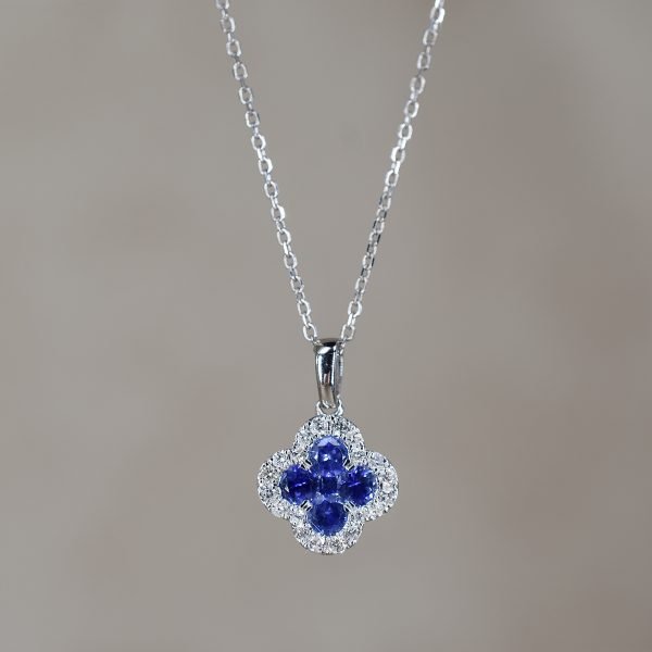 Sapphire & Diamond Clover Necklace