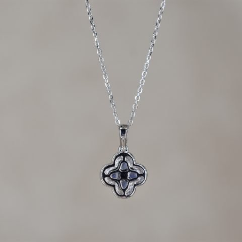 Sapphire & Diamond Clover Necklace