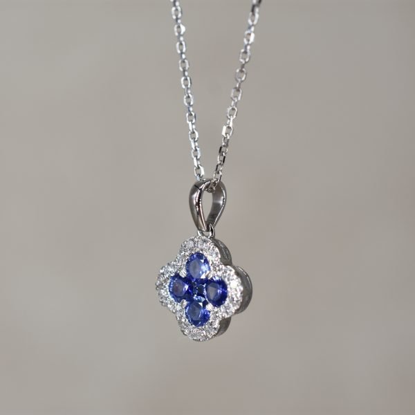 Sapphire & Diamond Clover Necklace