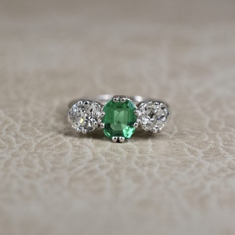 Antique Emerald & Diamond Trilogy Ring