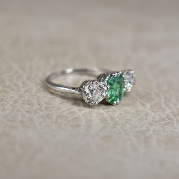 Antique Emerald & Diamond Trilogy Ring