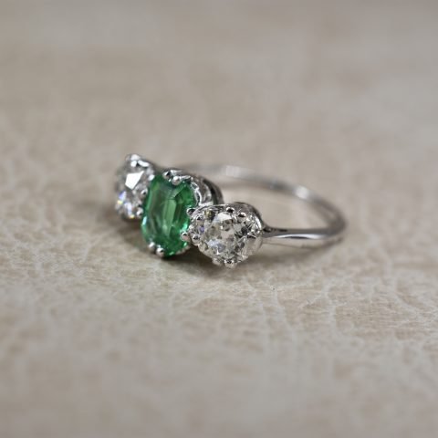 Antique Emerald & Diamond Trilogy Ring