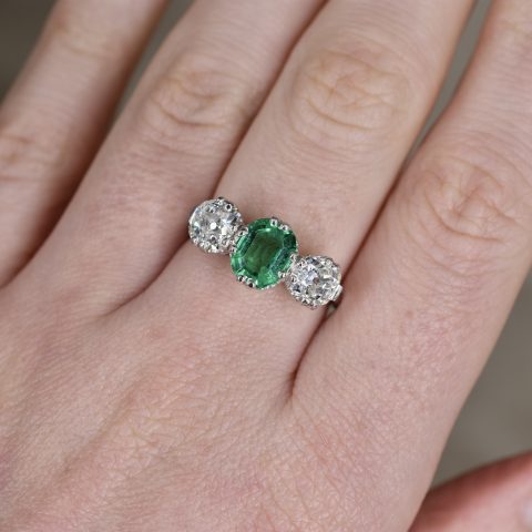 Antique Emerald & Diamond Trilogy Ring