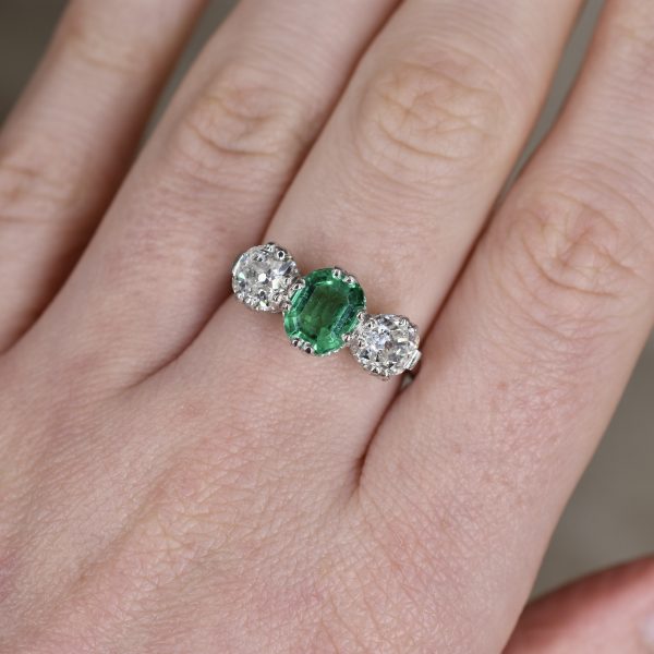 Antique Emerald & Diamond Trilogy Ring