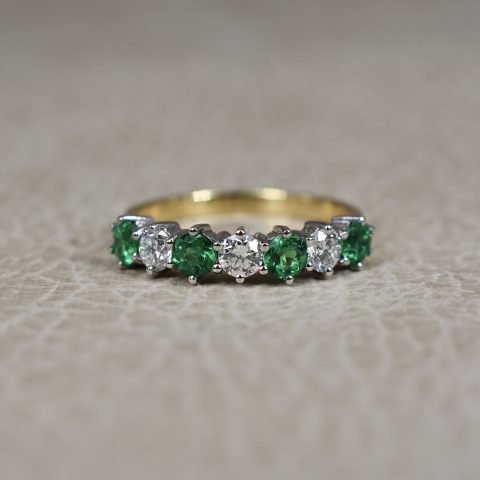 Emerald & Diamond Seven Stone Ring