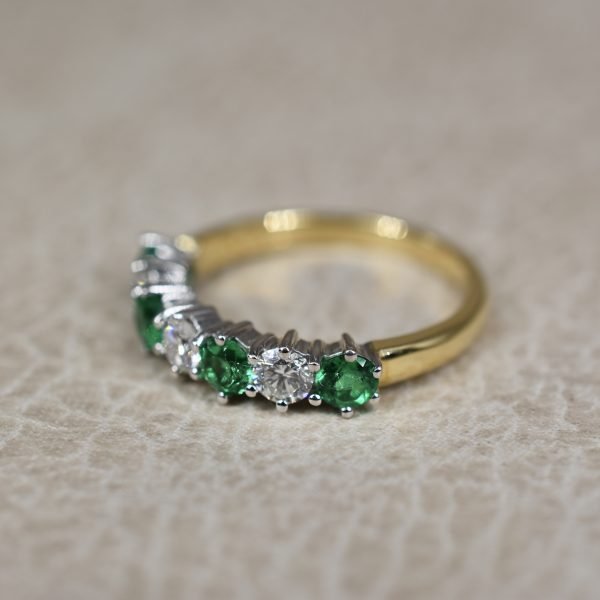Emerald & Diamond Seven Stone Ring