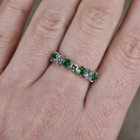 Emerald & Diamond Seven Stone Ring