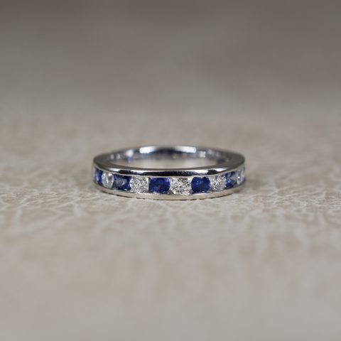 Sapphire & Diamond Half Eternity Ring