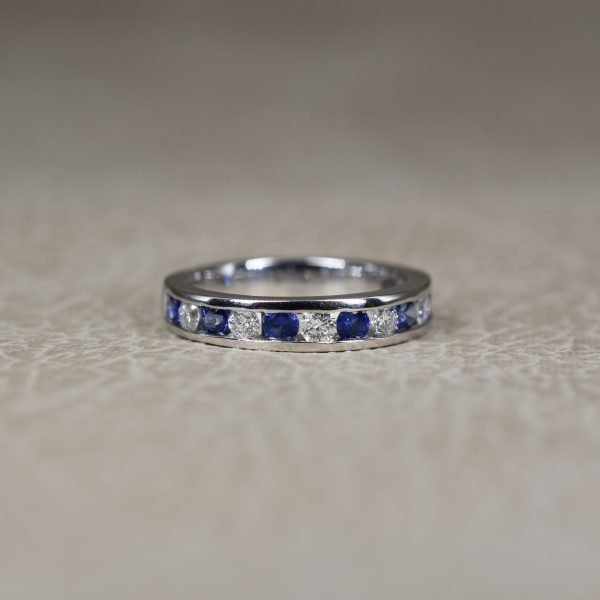 Sapphire & Diamond Half Eternity Ring