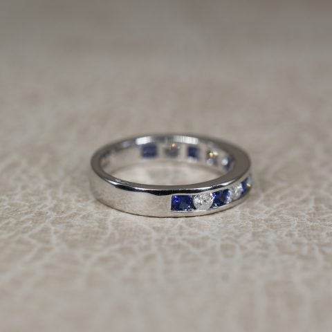 Sapphire & Diamond Half Eternity Ring