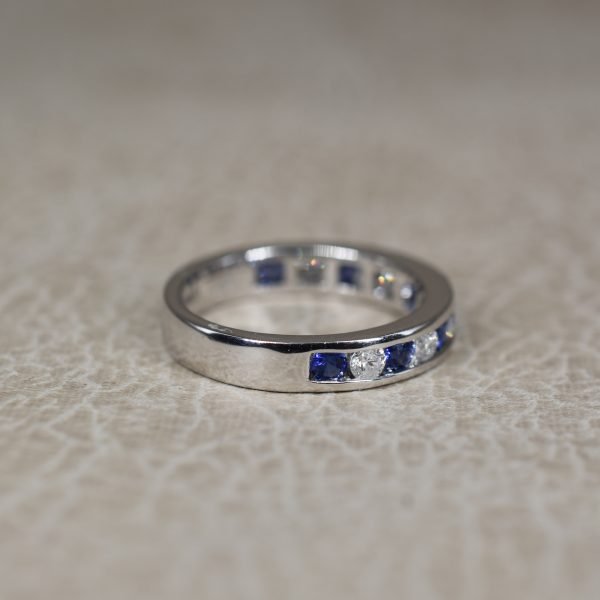 Sapphire & Diamond Half Eternity Ring