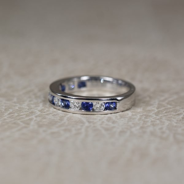 Sapphire & Diamond Half Eternity Ring