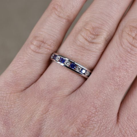 Sapphire & Diamond Half Eternity Ring