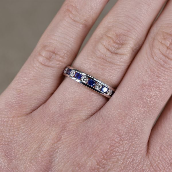 Sapphire & Diamond Half Eternity Ring