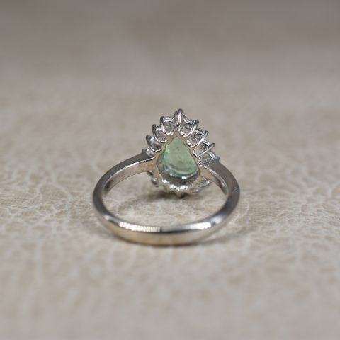 Emerald & Diamond Pear Shape Cluster Ring