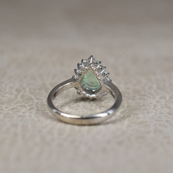 Emerald & Diamond Pear Shape Cluster Ring