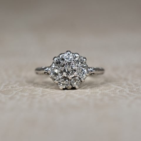 Antique Old Mine Diamond Cluster Ring