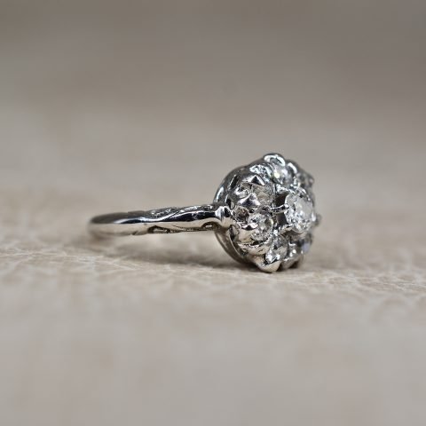 Antique Old Mine Diamond Cluster Ring