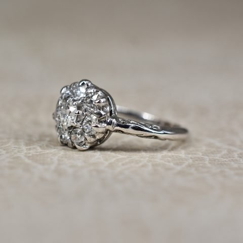 Antique Old Mine Diamond Cluster Ring
