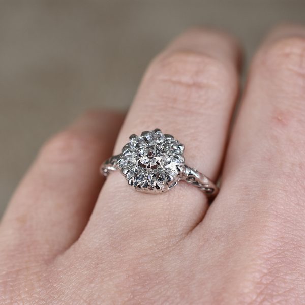 Antique Old Mine Diamond Cluster Ring