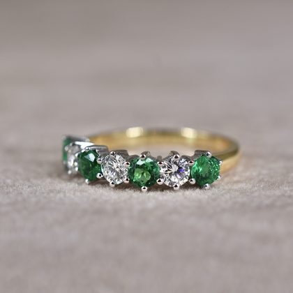 Emerald & Diamond Seven Stone Ring