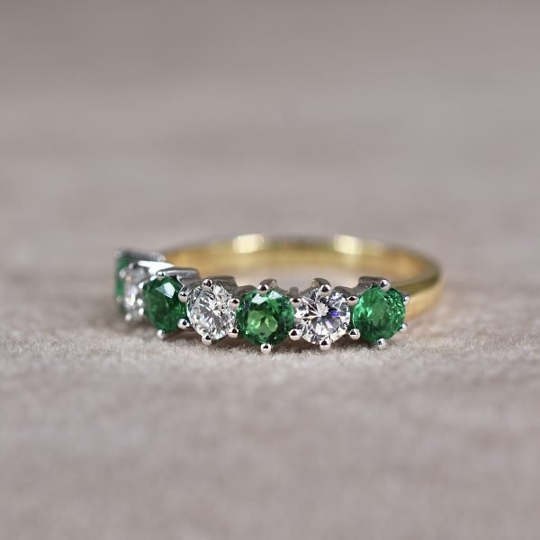 Emerald & Diamond Seven Stone Ring