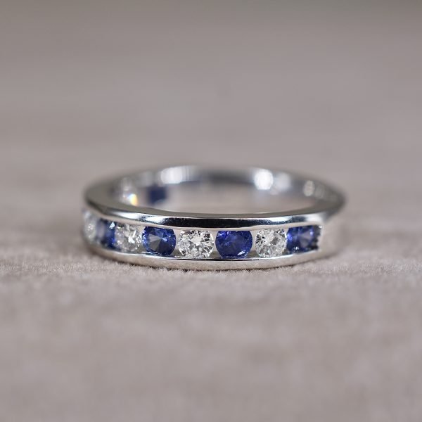 Sapphire & Diamond Half Eternity Ring