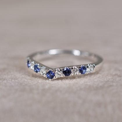 Sapphire & Diamond Wishbone Ring