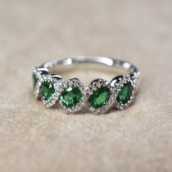 Emerald & Diamond Wave Ring